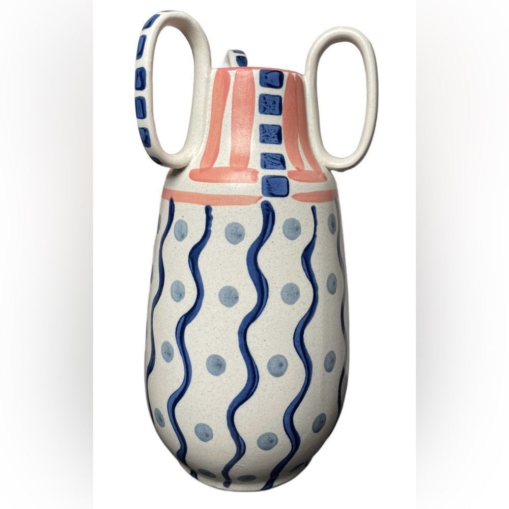 Kersten Fine Earthware Artisan Crafted Retro Designed Ceramic Vase w/Handles - Picture 6 of 13